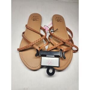 Bobbie Brooks Women’s Size L (9/10) Brown Braided Strap Sandal Thong Flip Flops